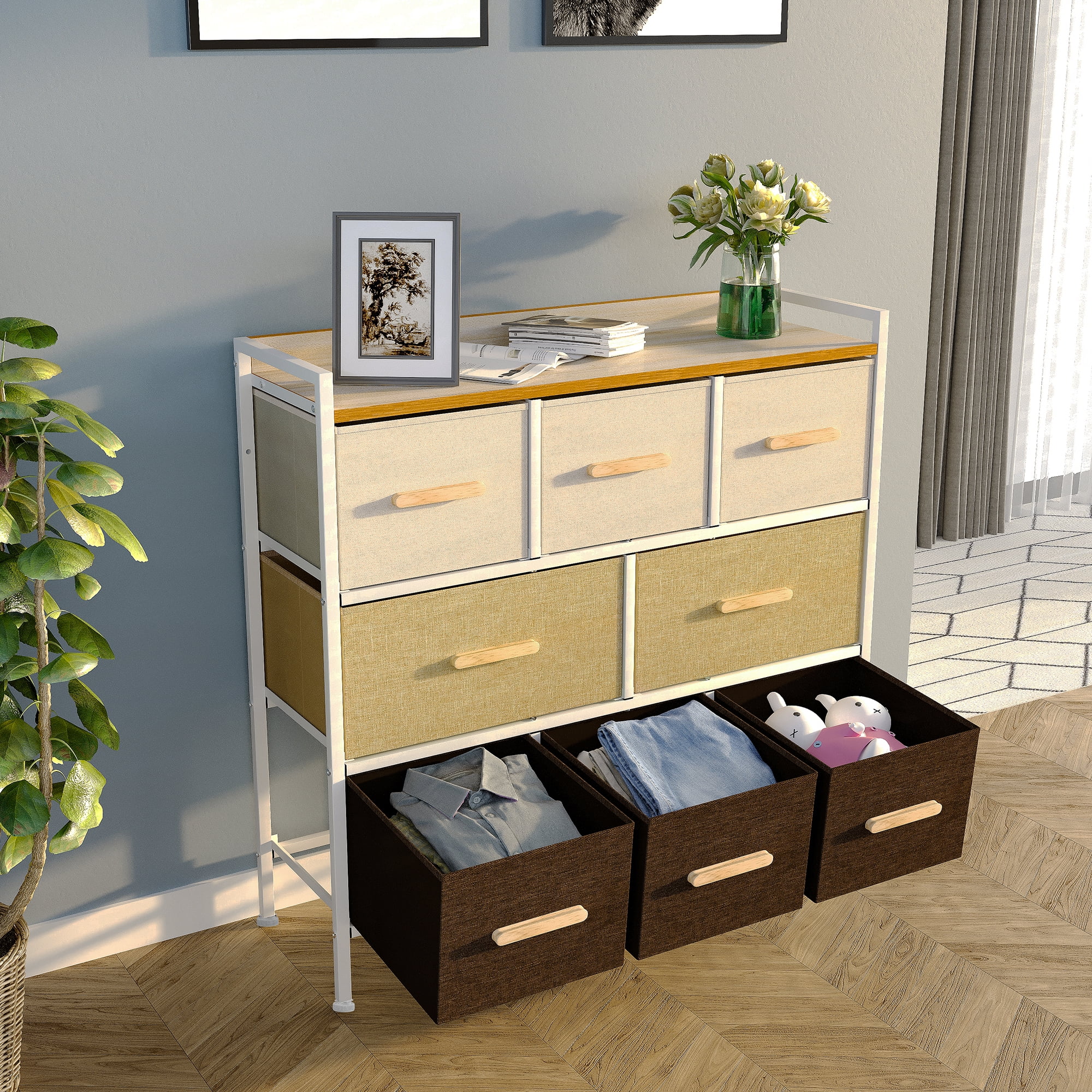 YITAHOME 8 Drawer Dresser - Furniture Storage Tower, Organizer Unit for Bedroom, Living Room, Hallway, Closets & Nursery - Sturdy Steel Frame, Wooden Top & Easy Pull Fabric Bins (Chocolate)