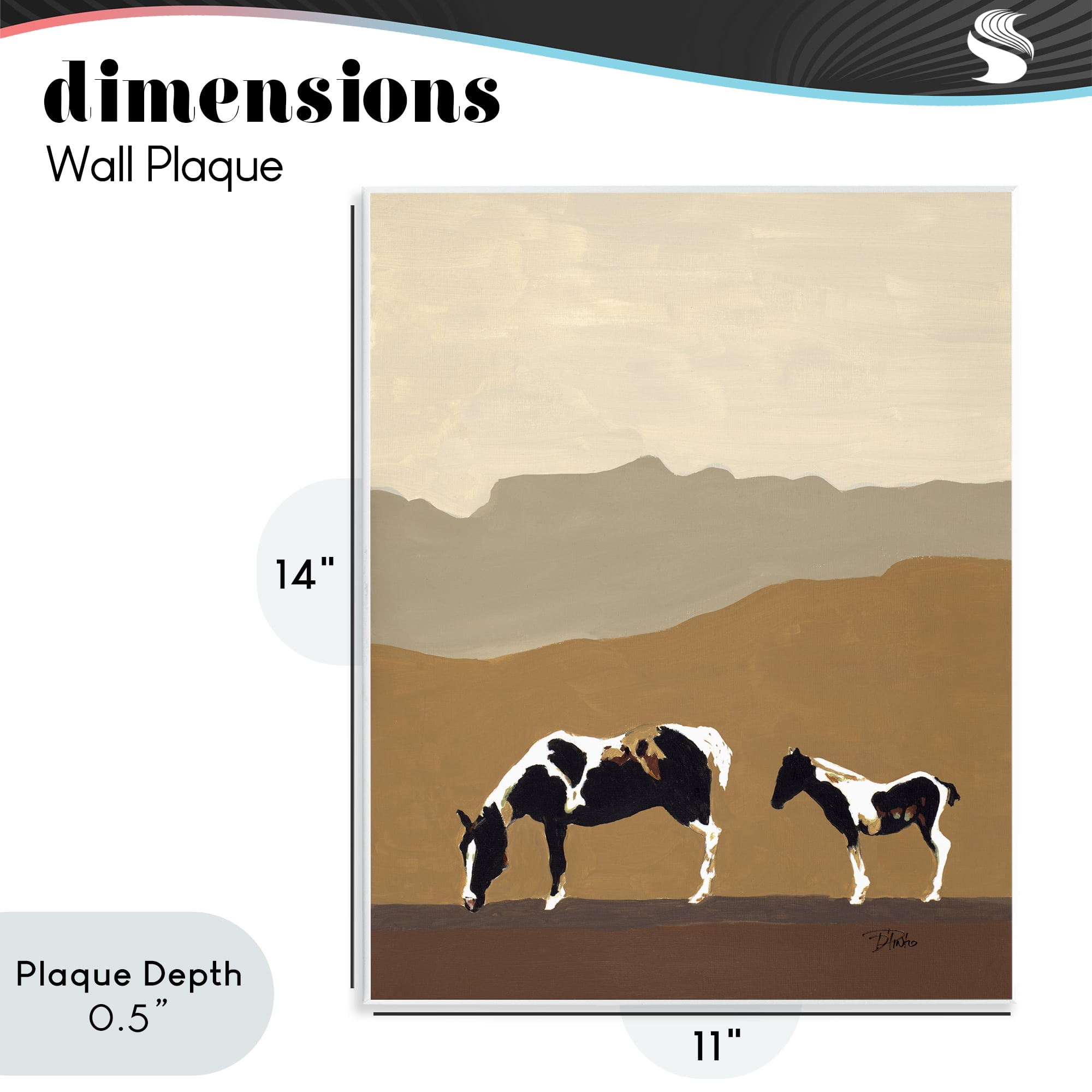 Stupell Industries Modern Mountains Horses Wall Plaque Art, design by Patricia Pinto