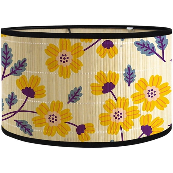 Bamboo Lamp Shade, Vintage Drum Lampshade Chandelier Lamp Cover Table Light Cover Replacement Light Accessory for Pendant Floor Light