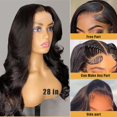 thumbnail image 2 of Body Wave Lace Front Wigs Human Hair Wide Lace 180 Density Human Hair Wigs 13x4 Human Hair Lace Front Wigs Pre Plucked With Baby Hair 20 Inches Natural Color, 2 of 13