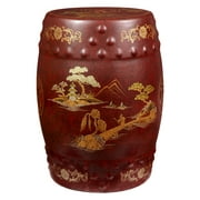 Oriental Furniture Glazed Garden Stool, red, 18"H
