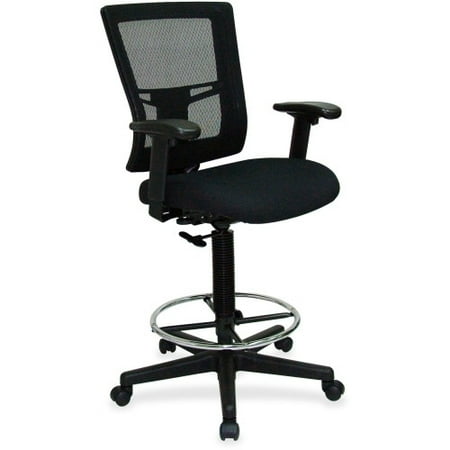 UPC: 0035255431002 | Lorell Mesh Back Drafting Stool Black Seat – Black Back – 5-star Base – Black – 20.10 Seat Width x 18.50 Seat Depth – 27 Width x 25 Depth x 48 Height – 1 Each