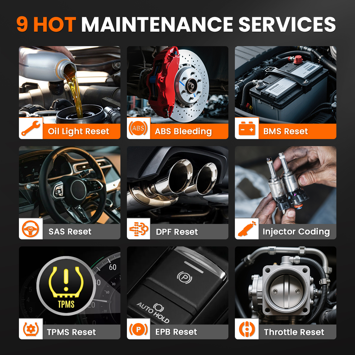 FOXWELL GT30 BT Bidirectional Scan Tool OBD2 Scanner ABS SRS Transmission Engine, Car Diagnostic Tool with 9 Resets Free WIFI Update