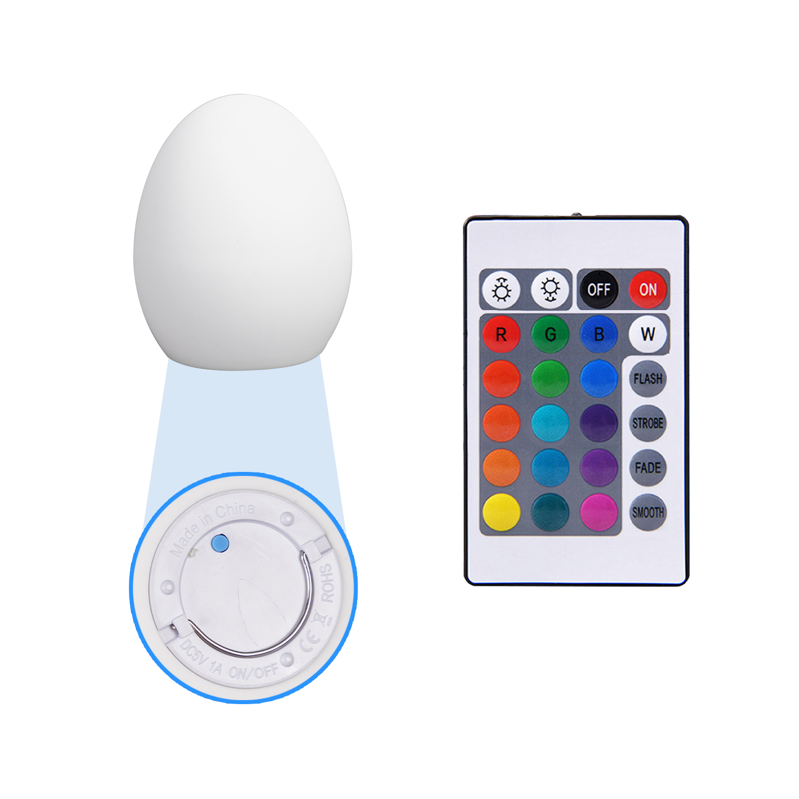 11-Inch LED Egg Lamp With Remote - Color-Changing, Cordless...