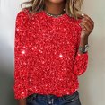 thumbnail image 2 of WRKEKC Womens Gradient Glitter Printed Crew Neck Pullover Long Sleeve Top Casual Shirt for Women Fashion Daily Wear Comfortable Outfit, 2 of 4