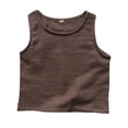 thumbnail image 2 of UACY Toddler Kids Tank Tops Cotton Linen Summer Crewneck Sleeveless Tee Tops Boys Girls Loose Breathable Plain Basic Shirts ﻿ (Coffee, 5-6 Years), 2 of 4