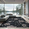 thumbnail image 2 of ODIKA 6'x9' Black Gray Floral Elegance for Modern Washable Area Rug Timeless Garden Design with Detailed Blossoms Non-Slip, Easy Care, for Family Room, Living Mater Bedroom, 2 of 7