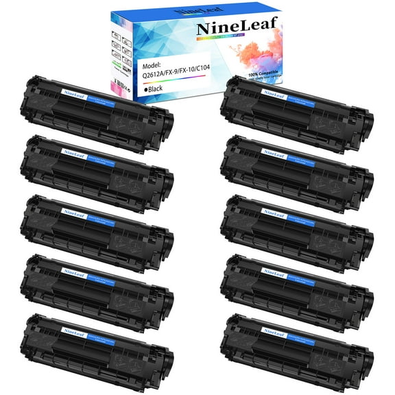 NineLeaf Compatible Toner Cartridge Replacement for HP 12A Q2612A use for Laser Jet 1020 1012 1022 1022n 1010 1018 3050 3015 3055 3030 3052 M1319F Printer (Black,10-Pack)