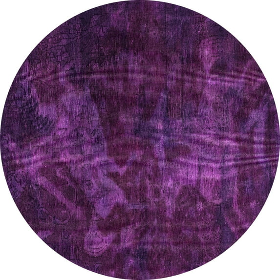 Ahgly Company Indoor Round Abstract Pink Modern Area Rugs, 7' Round