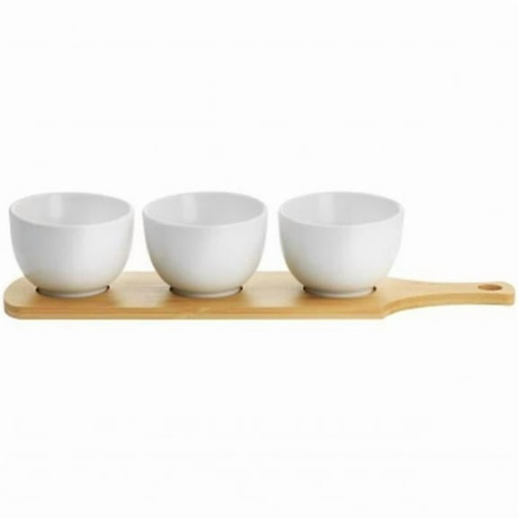 Gibson Elite 134045.04 Gracious Dining Fine Ceramic Tidbit Bowl Set with Base, White - 4 Piece