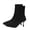 Black, variant on Black Women Relaxed Winter Solid Color Flying Woven Stretch Knitted Toe Socks Boots High Heel Short Boots
