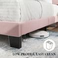 thumbnail image 6 of Sha Cerlin Twin Size Platform Bed Frame with Upholstered Velvet Headboard, Pink, 6 of 7