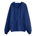 thumbnail image 5 of WULMLEO Zip Up Hoodie for Women Oversized Zip Up Y2K Hoodies Casual Long Sleeve Sweatshirts Fall Spring Track Jackets 2026 Dark Blue Polyester, 5 of 6