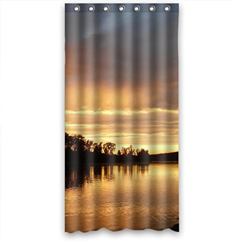 Cortina de ducha ABPHQTO Nubes Naranjas Lago pacífico Después del sol Impermeable 90x180 cm