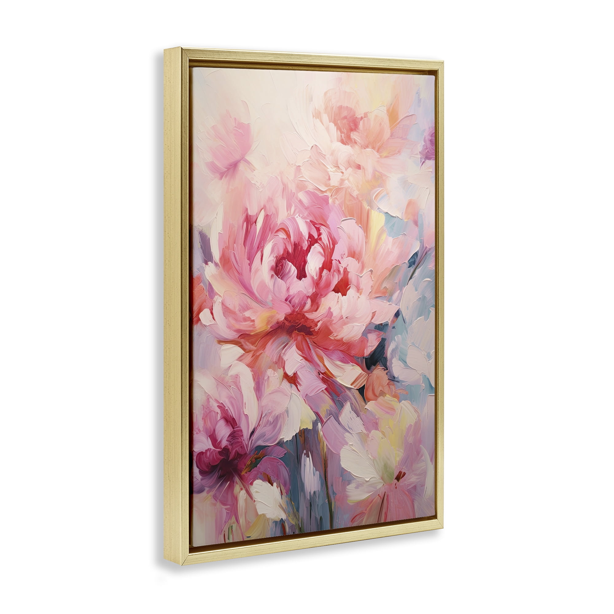 Stupell Industries Floral Explosions Abstract Botanical & Floral Painting Gold Floater Framed Art Print Wall Art, 21 x 31