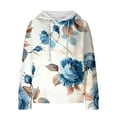 thumbnail image 4 of Fmbrln Womens Fall Hoodies Fashion Long Sleeve Hooded Sweatshirts Casual Loose Floral Print Pullover Tops with Pockets Light Blue 2XL, 4 of 5