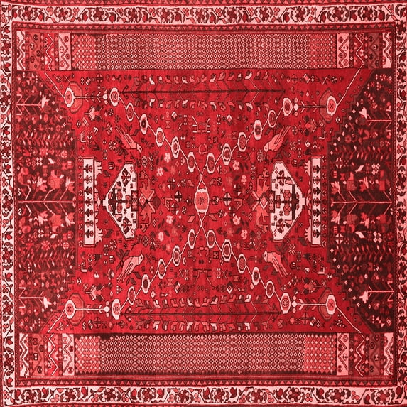 Ahgly Company Indoor Square Persian Red Traditional Area Rugs, 7' Square