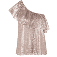 thumbnail image 3 of PrettyGuide Women's One Shoulder Sequin Tops Ruffle Sexy Sparkle Blouse Club Party Top, 3 of 7