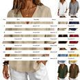 thumbnail image 3 of LIZUOJUN Women's Mid sleeve T-shirt Casual Button Down Washed Cotton LinenMiddle Length Sleeve Tops Casual Button Round Neck Loose Summer Top T Shirt,Beige L, 3 of 6