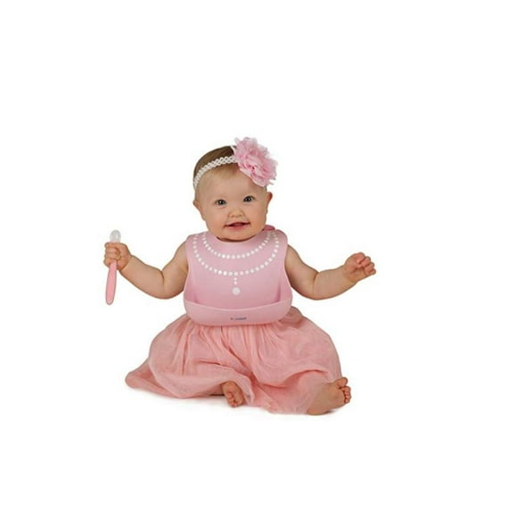 Bavoirs Imperméables pour Tout-Petits - Silicone de Qualité Alimentaire pour Bébés - Faciles à Nettoyer - Doux, Confortables et Ajustables - (Perle Rose)