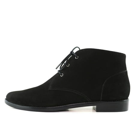 

YDN Women Classic Low Heel Pointed Toe Lace Up Chukka Ankle Boots Fall Winter Flat Booties Casual Daily Dress Shoes Size 12 Black