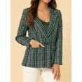 thumbnail image 6 of Allegra K Women's Notched Lapel One Button Hip Length Houndstooth Blazer, 6 of 7
