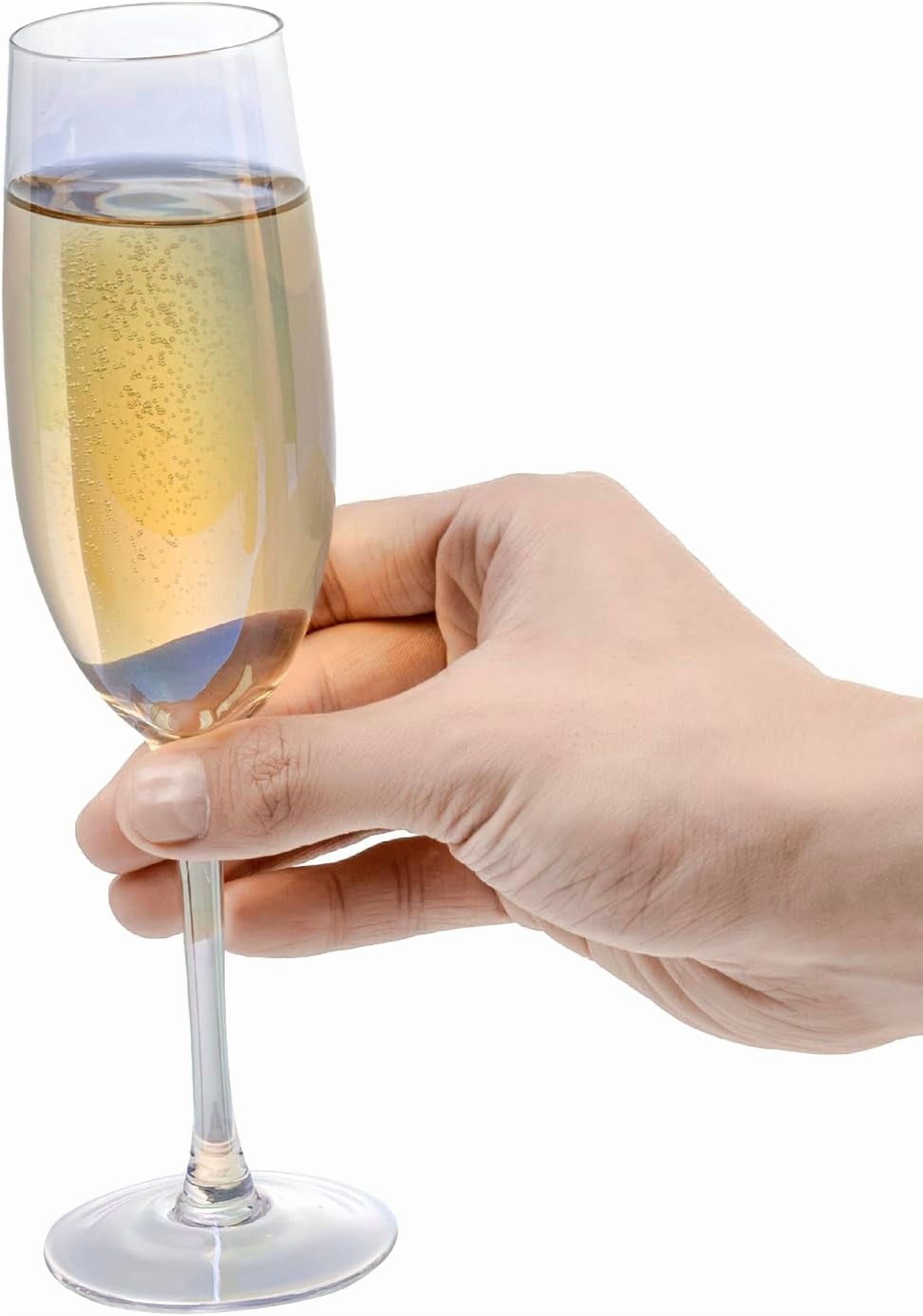 MyGift Set of 4 Iridescent Champagne Flute Glasses 7 oz Stemmed Rainbow Tone Toasting Glasses with Angled Rim Elegant Drinkware for Weddings Parties Celebrations Home Bar