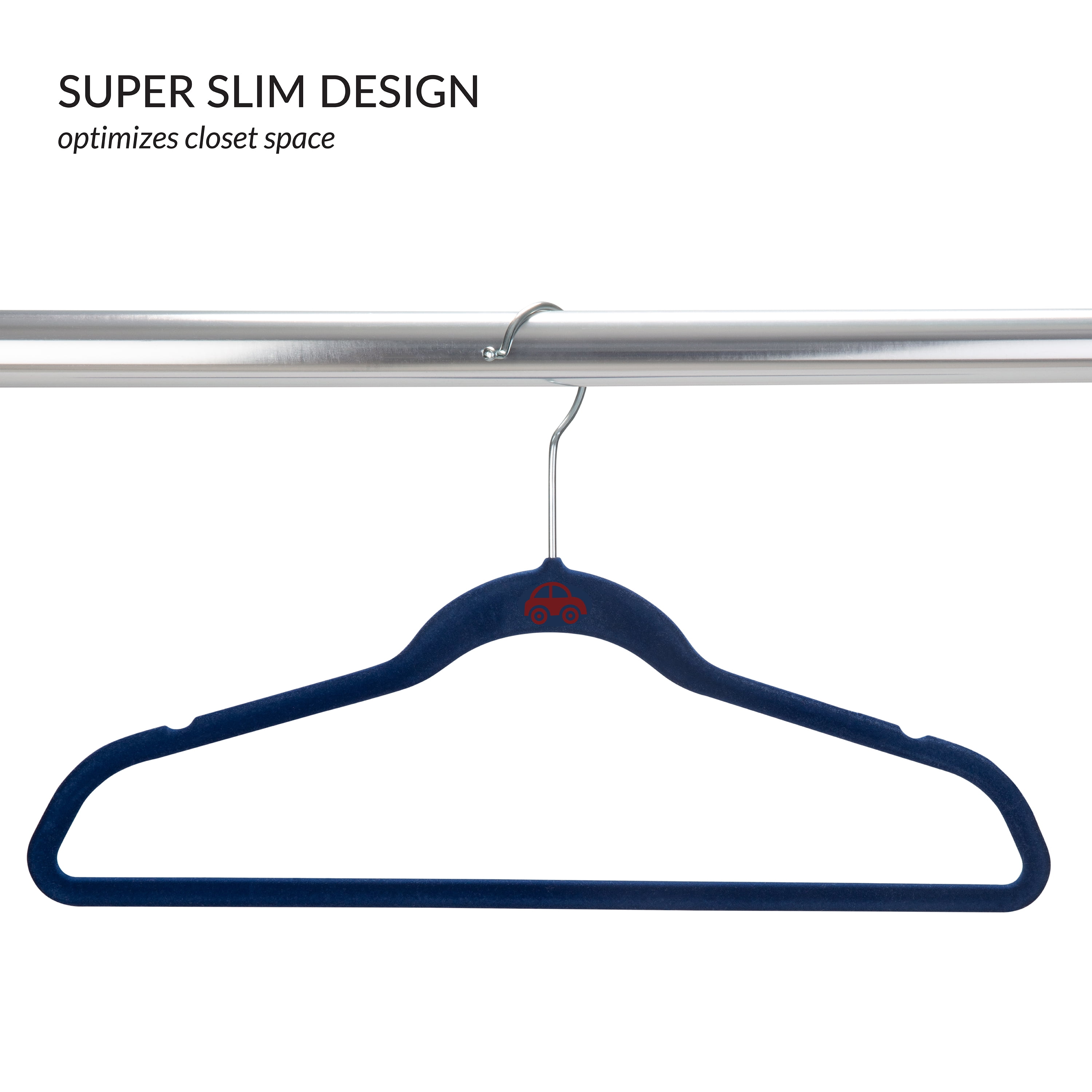 Simplify Kids 100 Pack Velvet Shirt Hangers in Navy