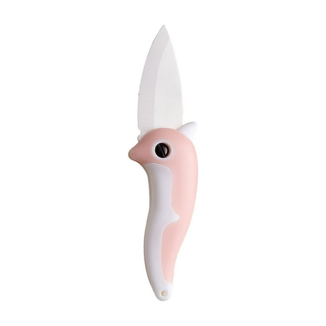 Pink Ceramic Folding Knife With Polyethylene Handle, Sharp Blade For Produce & Vegetables, Compact For Outdoor & Home Use, Easy To Carry