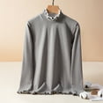 thumbnail image 2 of SMihono Women's Basic Long Sleeve Mock Neck T-Shirt Solid Color Casual Plus Size Shirts Slim Fit Half Turtleneck Blouse Top Dark Gray M, 2 of 3