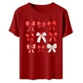 thumbnail image 6 of FRSASU Bows Shirt Women Trendy Aesthetic T-Shirt Funny Pink Bow Ribbon Oversized Cute Tee Top Red, 6 of 6