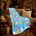 thumbnail image 3 of Hot Air Balloon Adventure Sky Scene Cheerful Cartoon, Playful Celestial Scene, Warm Flannel Blanket for Living Room and Bedroom, Celestial Art Lovers Housewarming Gift, Celestial Home Decor, 3 of 9