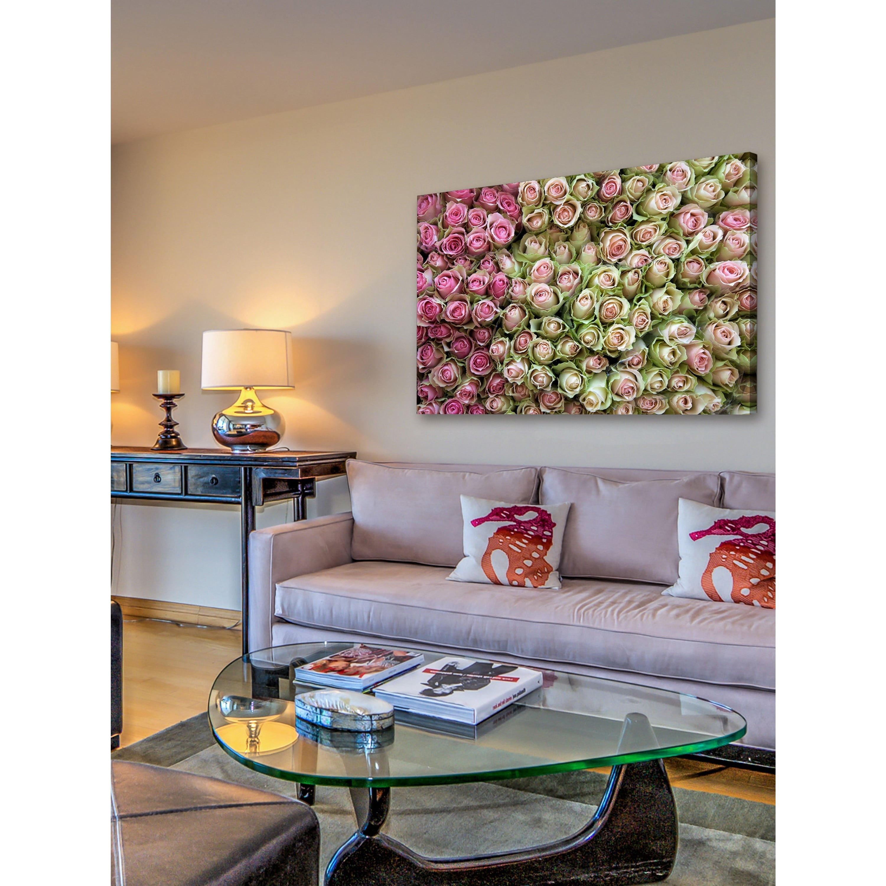 "Roses in Pink" Painting Print on Wrapped Canvas