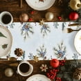 thumbnail image 3 of Christmas Snowman Cotton Linen Table Runner Pine Leaf Forest Birds Berries Blue Snow Dining Table Runners for Home Decor Party Dining Room Restaurant Kitchen Party 13" x 90", 3 of 9