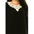 thumbnail image 5 of Women's Plus size Solid 3/4 Sleeve Blouse with Puff Sleeves and Lace and Pearl Accent, 5 of 5