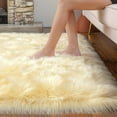 thumbnail image 4 of Lochas Soft Fluffy Rugs Faux Sheepskin Area Rug for Bedroom Living Room Home Decor Bedside Carpet,3'x5',Light Yellow, 4 of 7