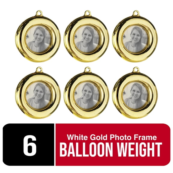 Amscan Elegant White Gold Balloon Weight Photo Frame – 6 Count