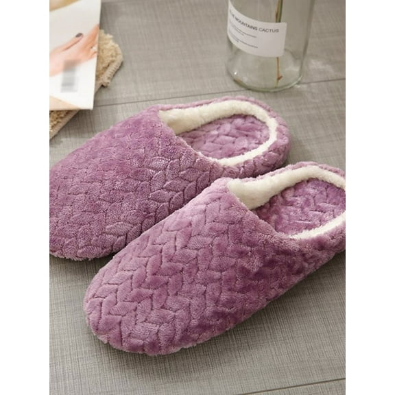 Leezo Men's Womens Cotton Plush Warm Slippers Home Indoor Winter Shoes