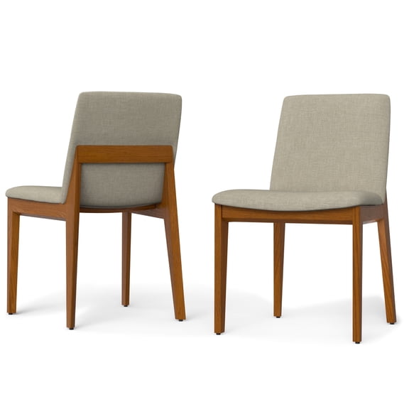 Simpli Home Selena Dining Chair (Set of 2) in Natural Linen Look Fabric