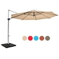 thumbnail image 1 of Gymax 11Ft Patio Offset Hanging Cantilever Umbrella 360° Tilt w/ Base Beige, 1 of 8
