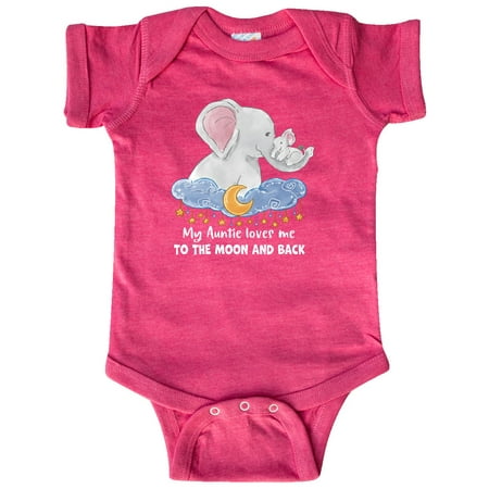 

Inktastic My Auntie Loves me to the Moon and Back Elephant Family Gift Baby Boy or Baby Girl Bodysuit