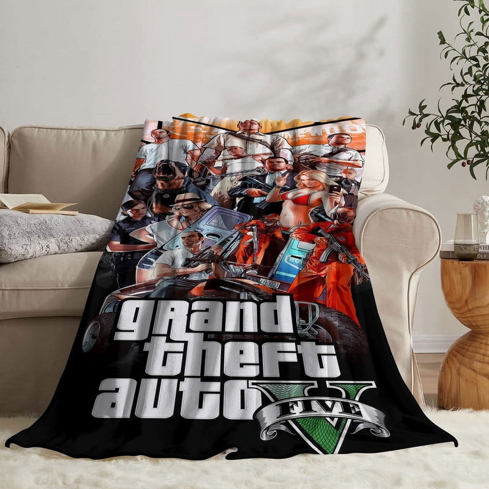 Grand Theft Auto Gra5 Throw Blanket Gifts for Fans Lover Girls Boys Women Present Hoodie Him Bed 50"x60"