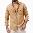 thumbnail image 5 of Vetsdori Winter Shirts for Men Outdoor Long Sleeve Button Down 1/4 Zipper Pockets Plain Casual Travel Mens T-Shirts Collar, 5 of 7