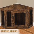 thumbnail image 2 of Pefilos 44" Furniture Corner Dog Crate for Small/Medium Dogs, Lockable Doors, Dog Kennel with Wood and Mesh, Dog House Indoor Use, Brown, 2 of 8