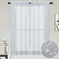 thumbnail image 1 of HOMERRY 26"W x 45"L Sheer Kitchen Curtains Leaves Embroidered Cafe Curtains Voile Faux Linen Textured for Bathroom Bedroom, White, Set of 2, 1 of 6