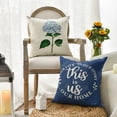 thumbnail image 3 of Blue Hydrangea Spring Summer Throw Pillow Covers, 18 x 18 Inch Today is A Good Day Dark Blue Cushion Case Decoration for Sofa Couch Set of 4, 3 of 6