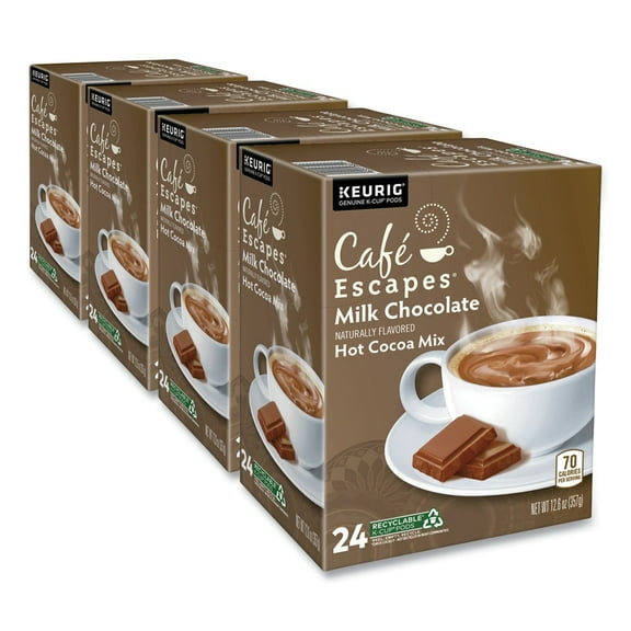 Cafe Escapes 5000330122 Dark Chocolate Hot Cocoa K-Cups (24/Box, 4 Boxes/Carton)