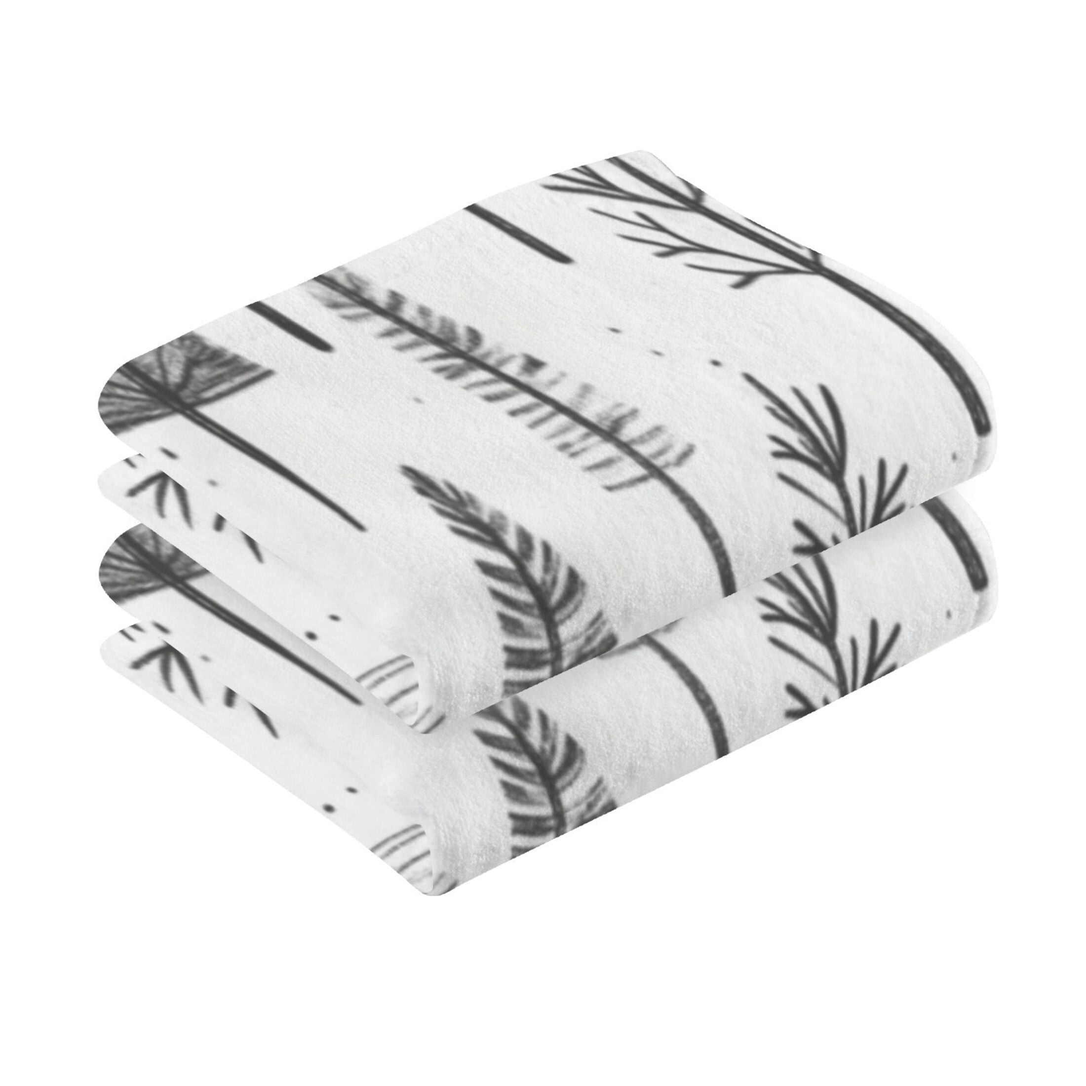 Cotton Towel Two-Piece 16x28 Inch One Sizex2 Face Towel Set Towel Set Cotton Hand Bath Towel Bathroom Beach Cartoon Black Pretty Little Tree