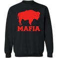 thumbnail image 2 of Buffalo Mafia Distressed Crewneck Sweatshirt | New York Bill Football City Fan Club Pullover Game Day Top (White, 5X-Large), 2 of 14