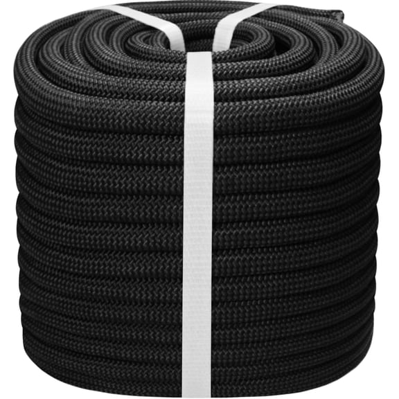1/2 Inch Arborist Tree Pulling Rope - 100 Feet Tree Swing Rope for Rigging, Outdoor Use - High Strength Double Braided Polyester 48 Strands - Black